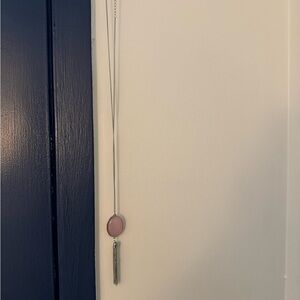 Pink Pendant Necklace with Silver Chain